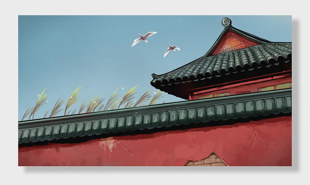 中国风传统宫廷宫殿墙面-图巨人
