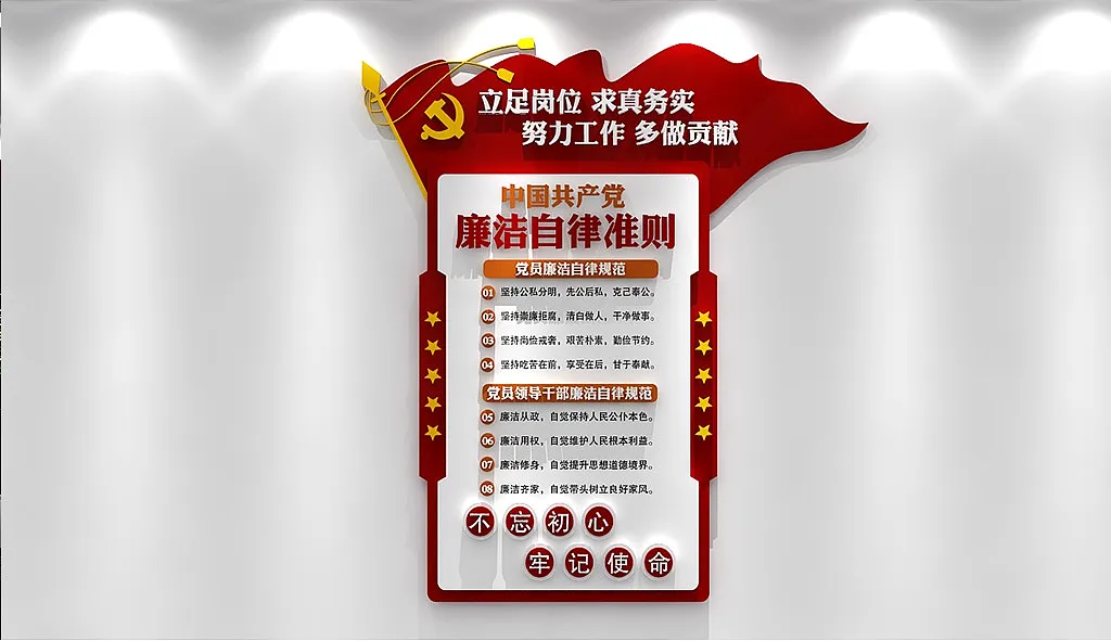 机关单位党建走廊文化墙廉洁自律准则党建文化墙-图巨人
