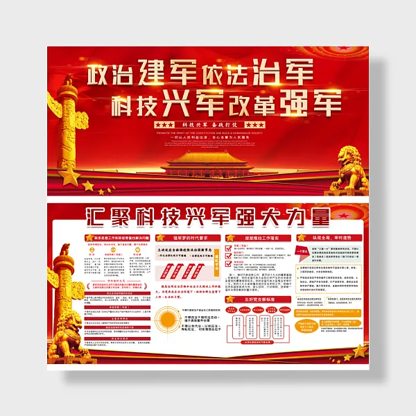 汇聚科技兴军强大力量展板-图巨人