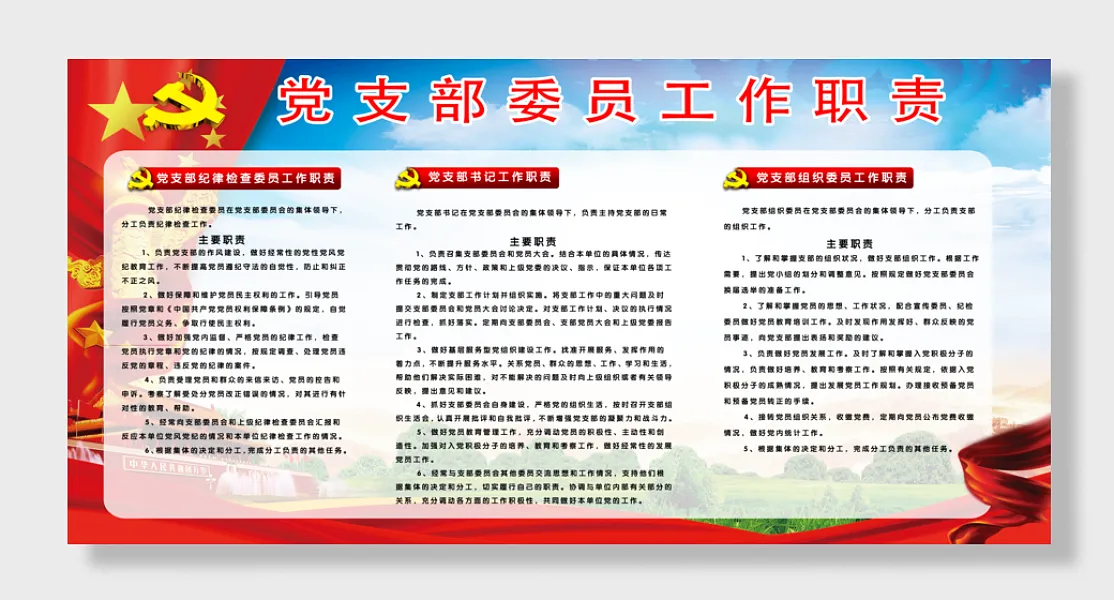 党支部工作制度党支部展板工作职责-图巨人