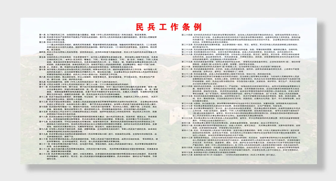 民兵工作条例展板-图巨人
