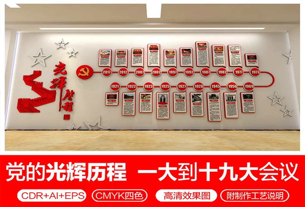 党史党的光辉历程文化墙-图巨人