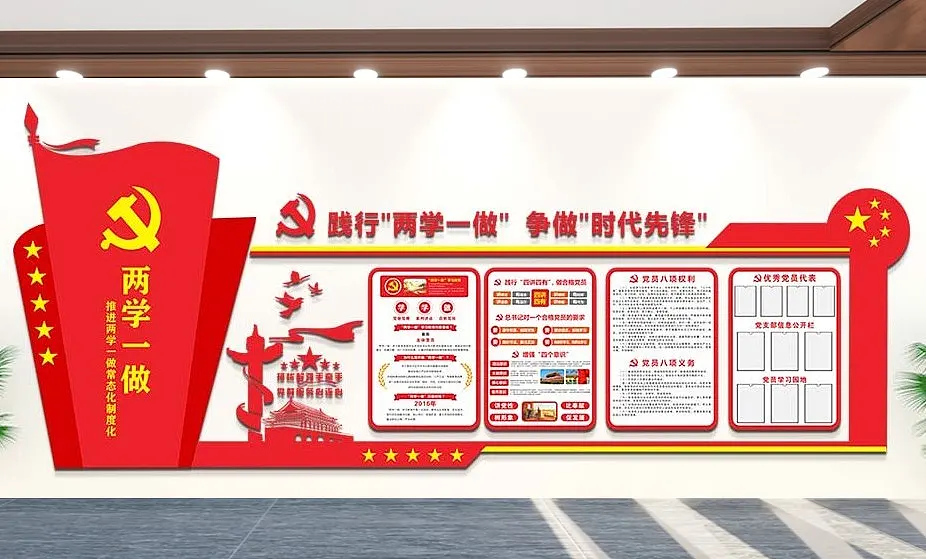 两学一做党员之家立体文化墙