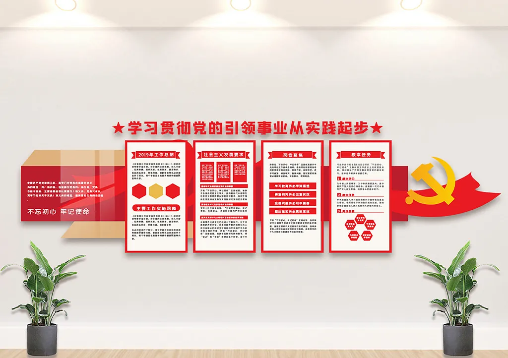 学习贯彻党的领导文化墙-图巨人