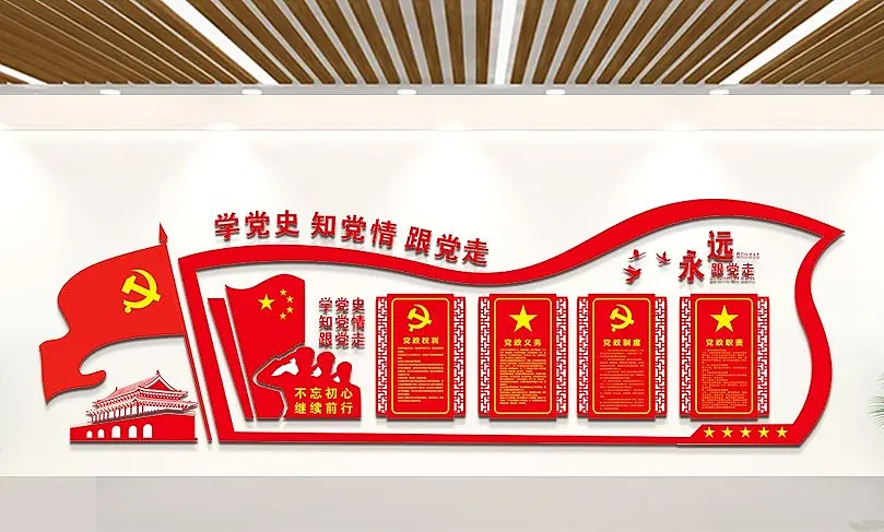 不忘初心学党史文化墙