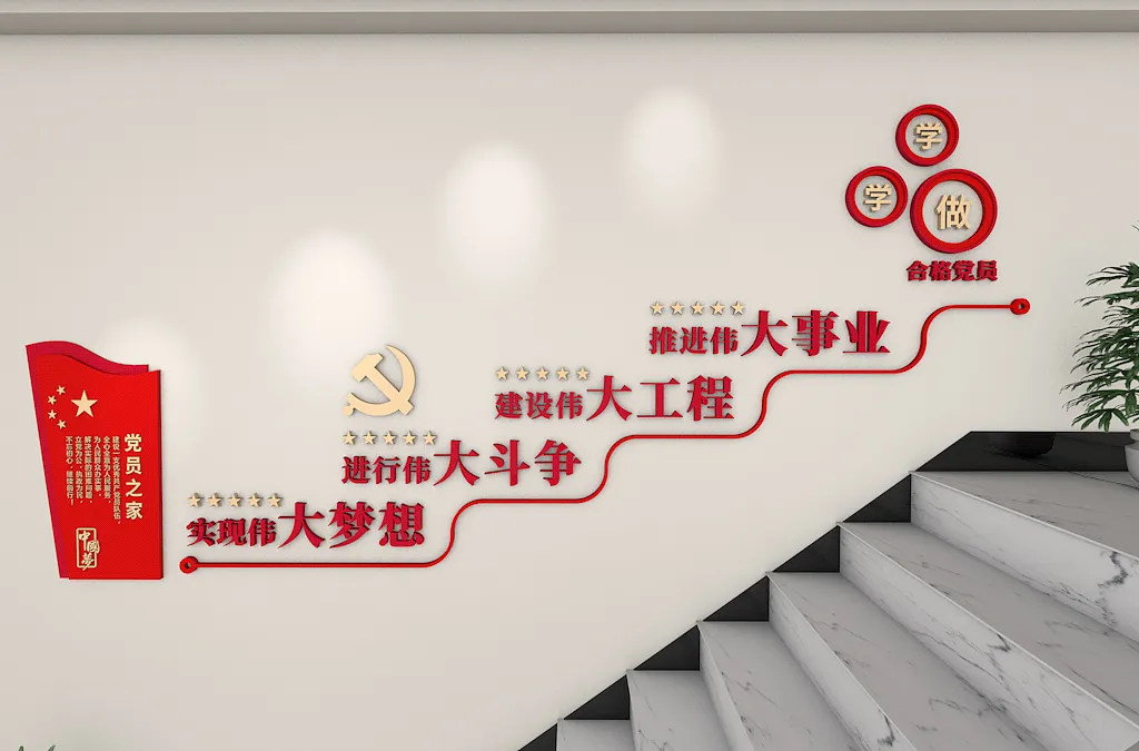 中国复兴党建楼梯文化墙十个楼梯-图巨人
