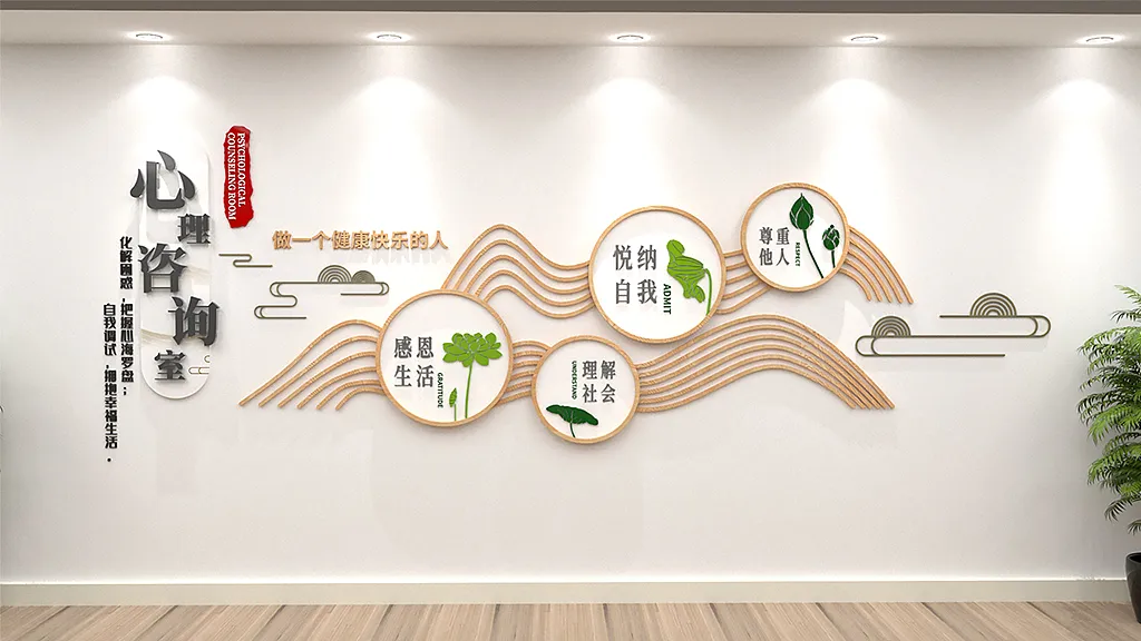 校园心理咨询室中心医疗文化墙-图巨人