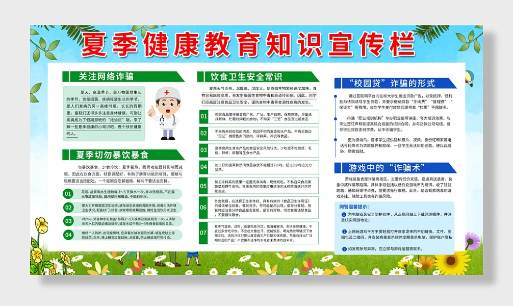 夏季健康知识宣传栏-图巨人