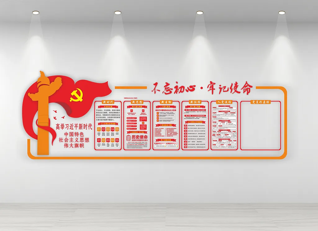 伟大旗帜不忘初心党建文化墙