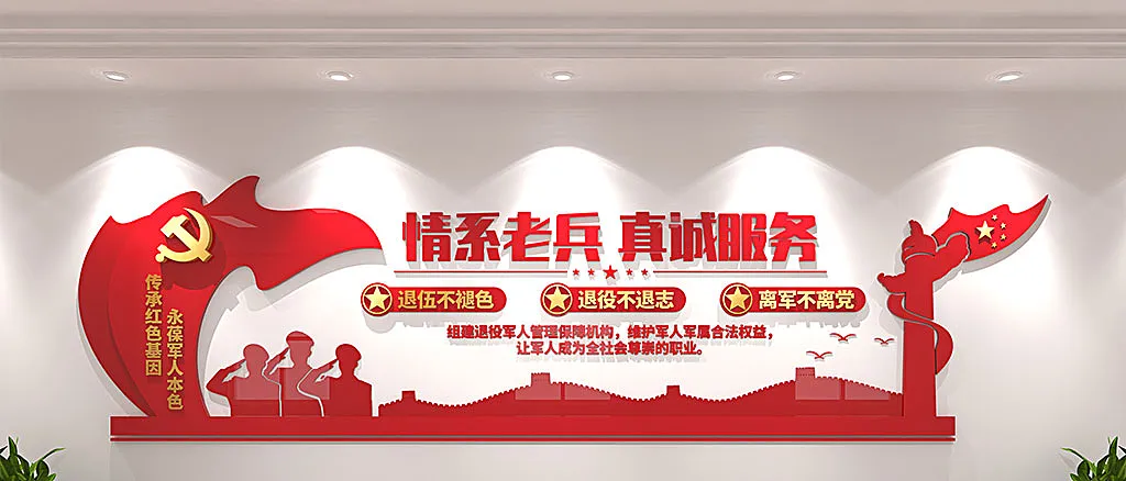 退役军人党建文化墙-图巨人