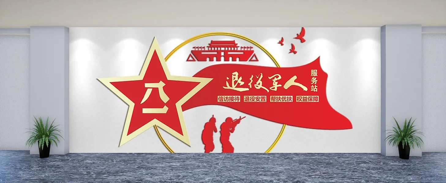 八一退役军人主题文化墙-图巨人