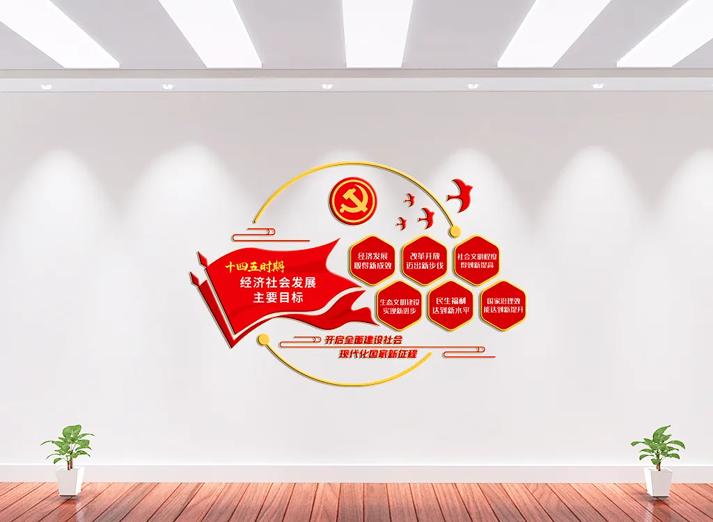 十四五经济社会发展目标文化墙-图巨人