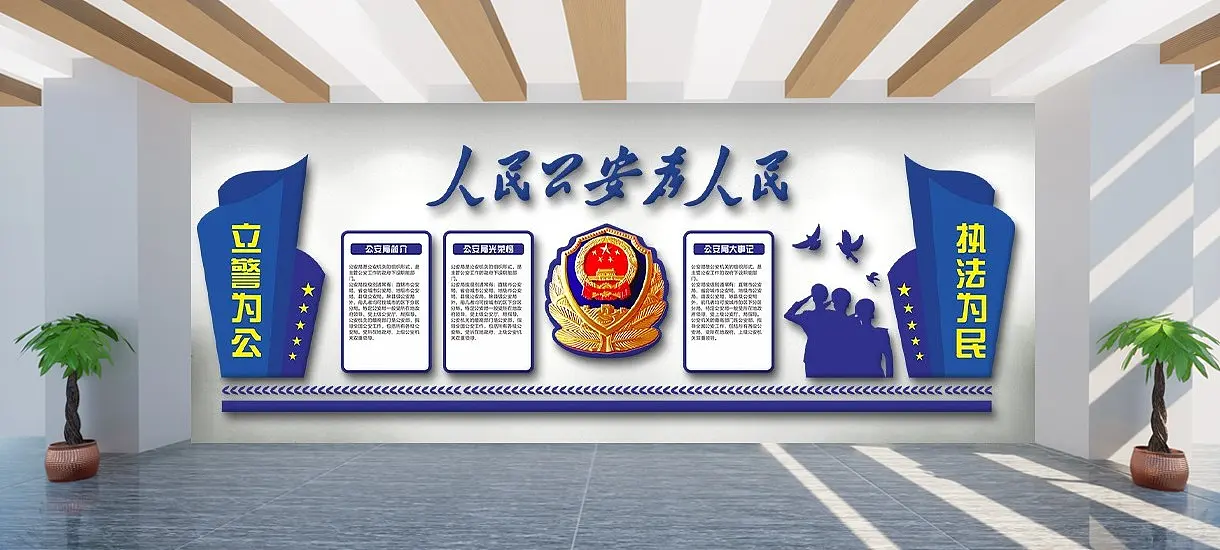 蓝色人民公安文化墙