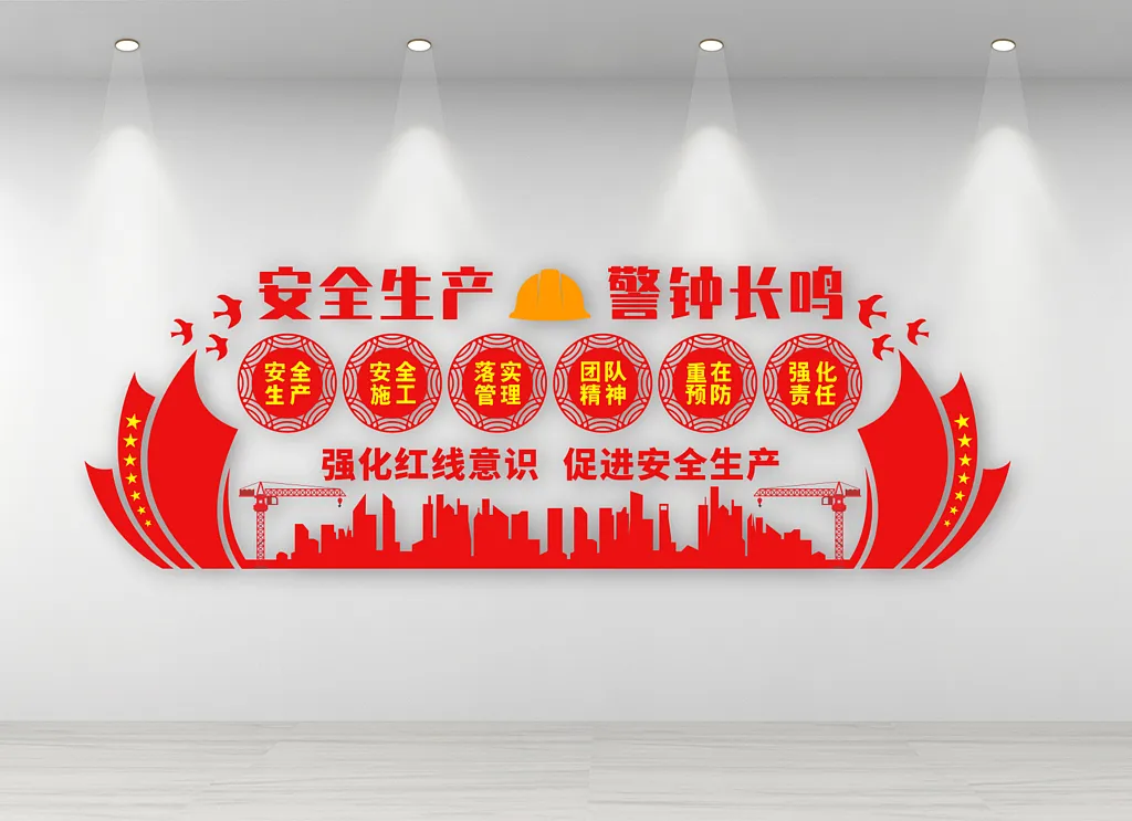 红色安全生产警钟长鸣文化墙