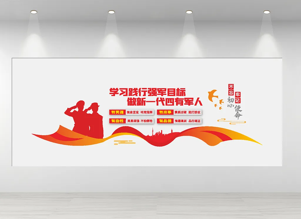 大气立体四有军人党建文化墙