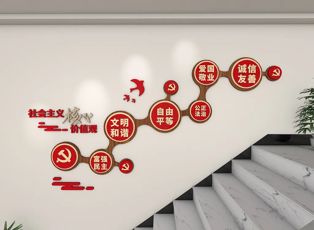 社会主义核心价值观楼梯文化墙-图巨人