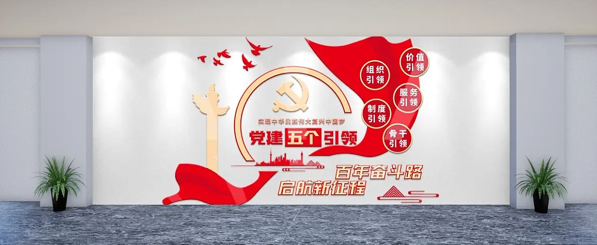 红色党建五个引领文化墙