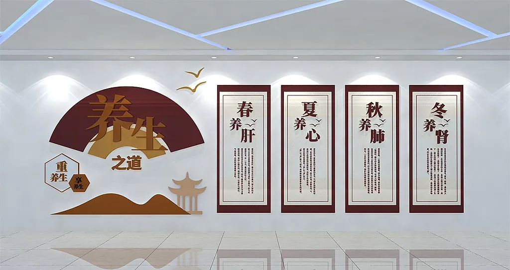 中医实际扇形养生之道文化墙-图巨人