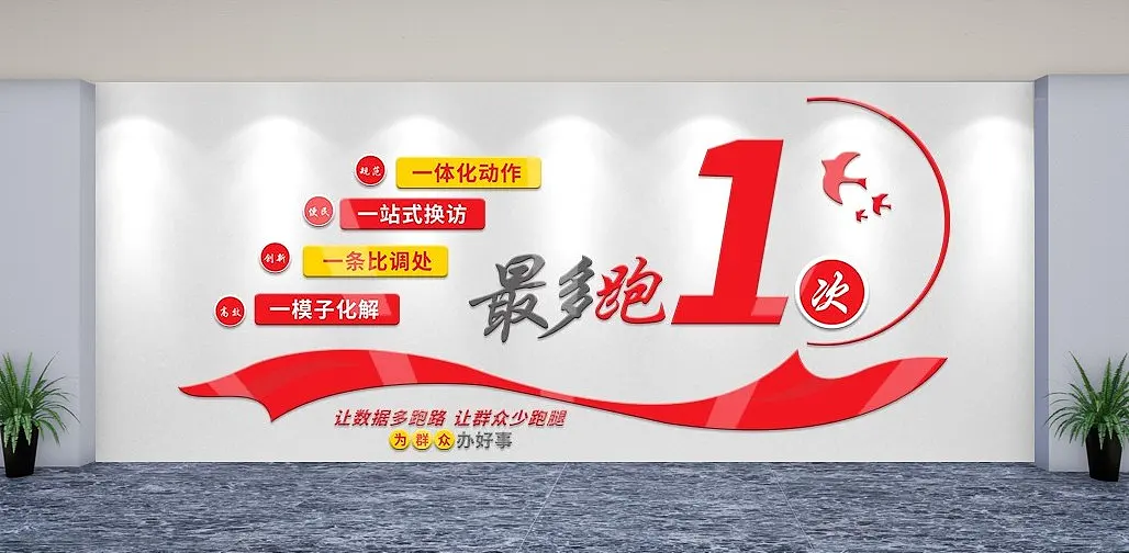 最多跑一次实用大气震撼党建文化墙
