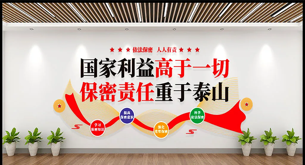 国家利益高于一切党建文化墙保密-图巨人