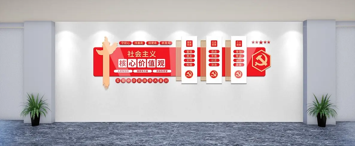 社会主义核心价值观大气红色党建文化墙