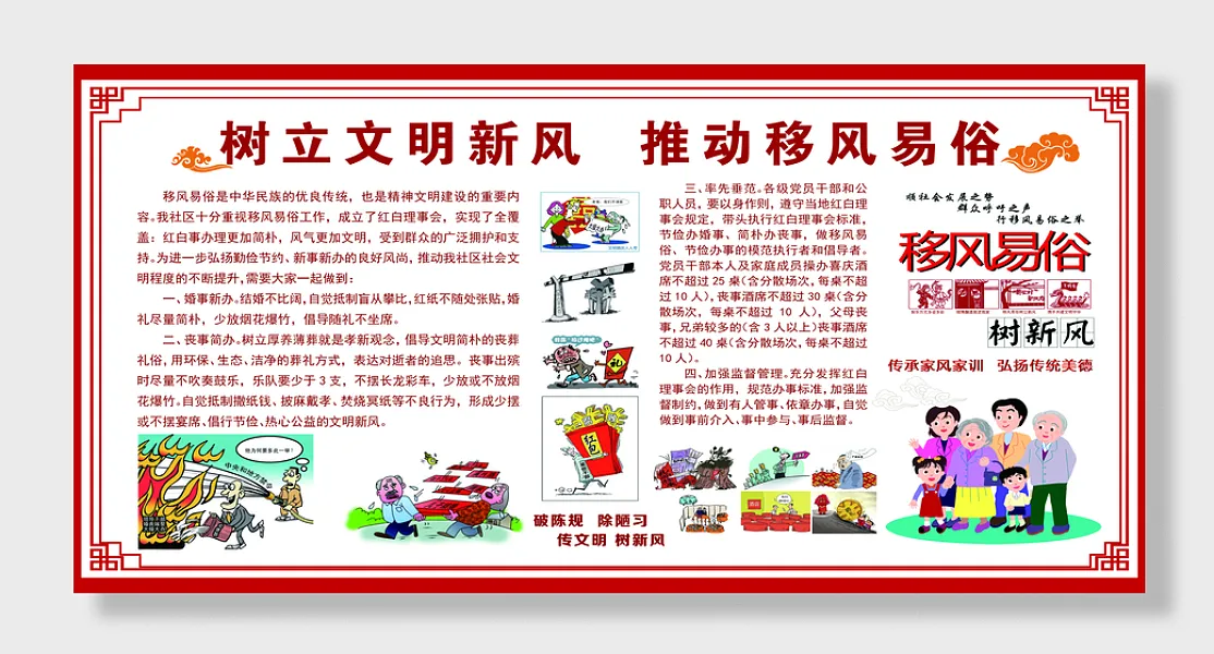推动移风易俗树新风宣传栏-图巨人